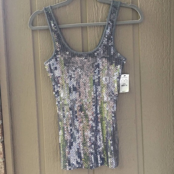 Express Silver Sequin Camisole Tank Top XS NWT evening Top night out NYE… - Picture 8 of 8